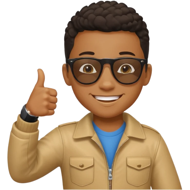 Creat light black kid with this "👍, 👈, 😀, 😎, reaction emoji