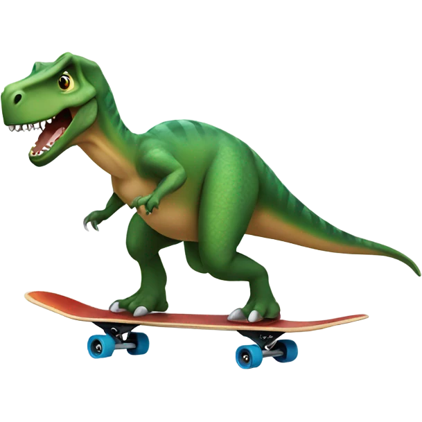 Dinosaur riding a skateboard  emoji
