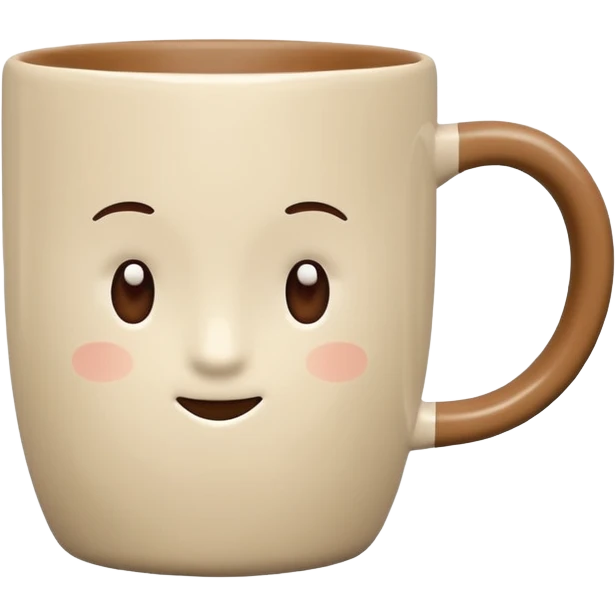 light beige coffee mug, no face, no decoration, minimalist style emoji