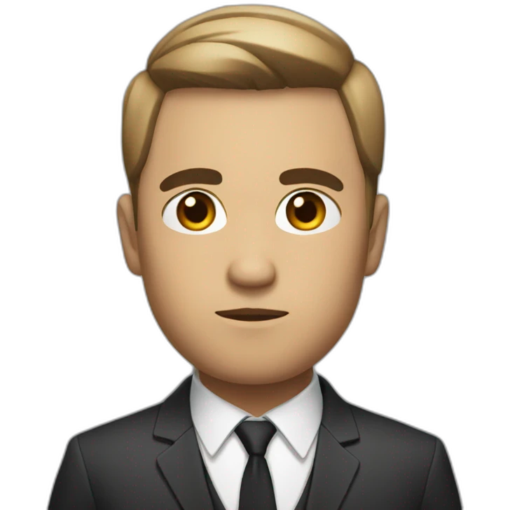 Serious gaze with very short hair and suit emoji