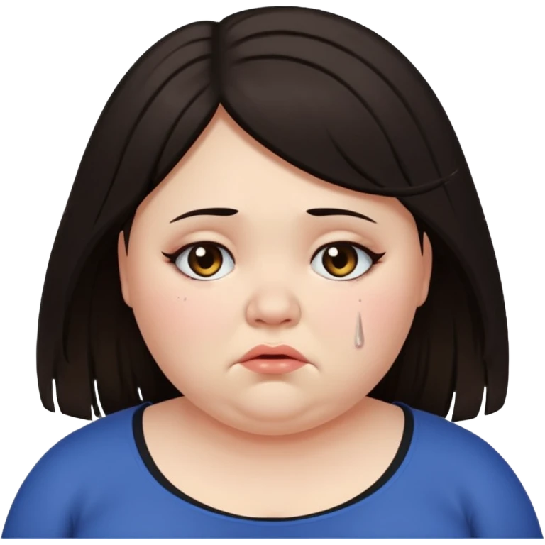 Sad fat girl lifting dark hair emoji