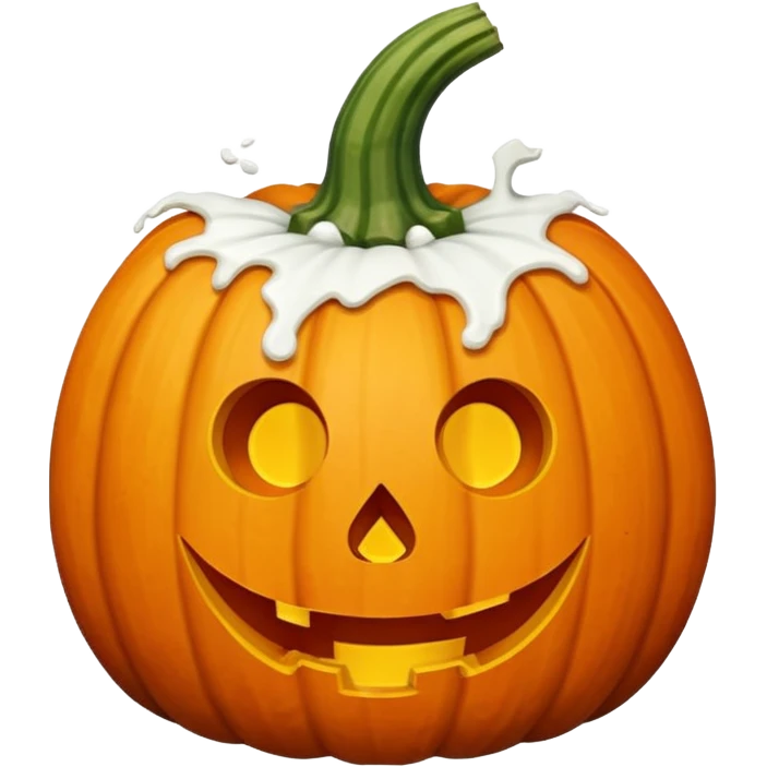 pumpkin with hole in it, the hole is oozing a thick white substance emoji
