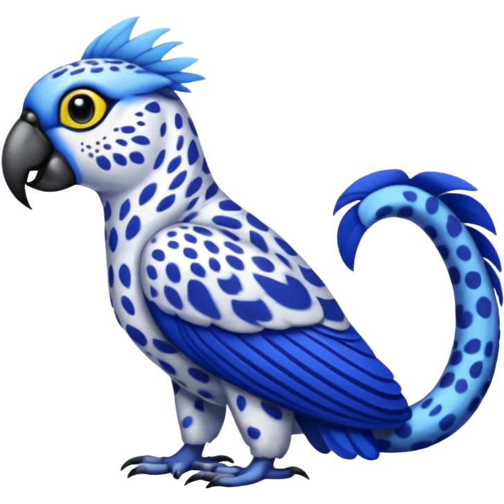 Snow-Leopard-Blue-Tang-Fish-Hyacinth-Macaw-fusion-hybrid-animal-creature, full body emoji