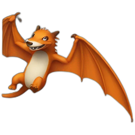 flying on a door half-badger half-dragon orange thinking of food emoji