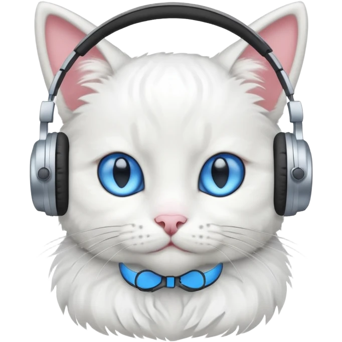 Белая кошка в наушниках emoji