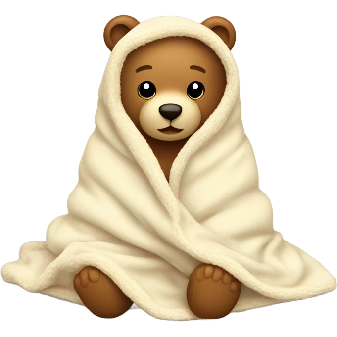  cute teddy bear cozy in vanilla blanket emoji
