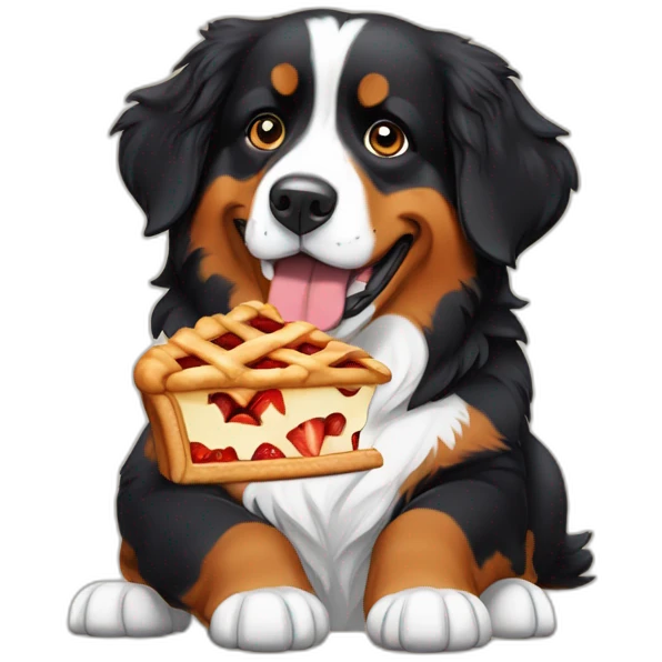 bernese mountain dog eating apple pie emoji