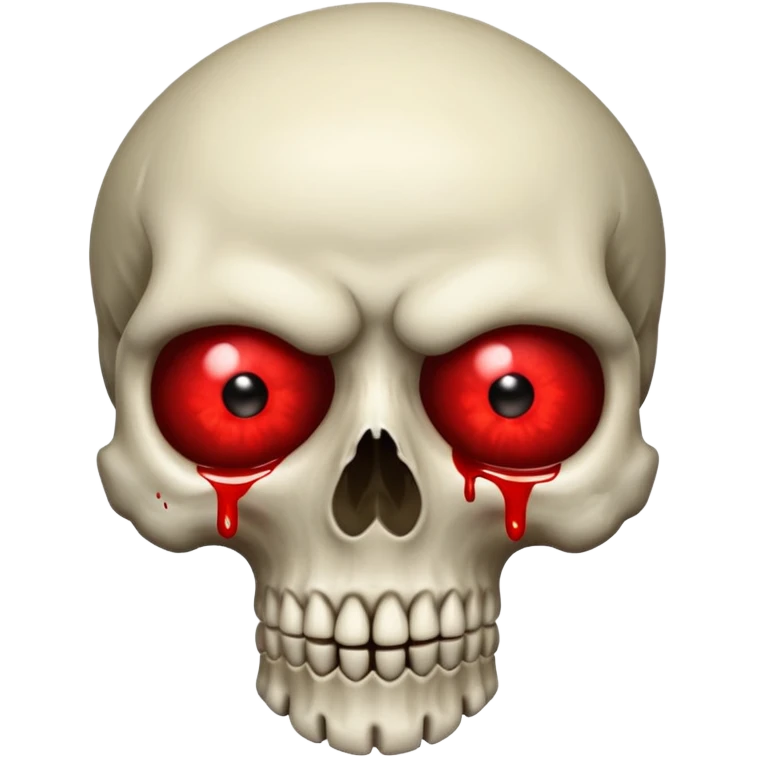 Bleeding skull with glowing red eyes and a chunk missing on top. With a transparent background emoji
