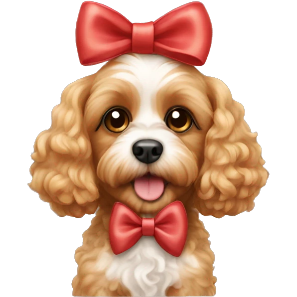 Cavapoo dog with bow emoji