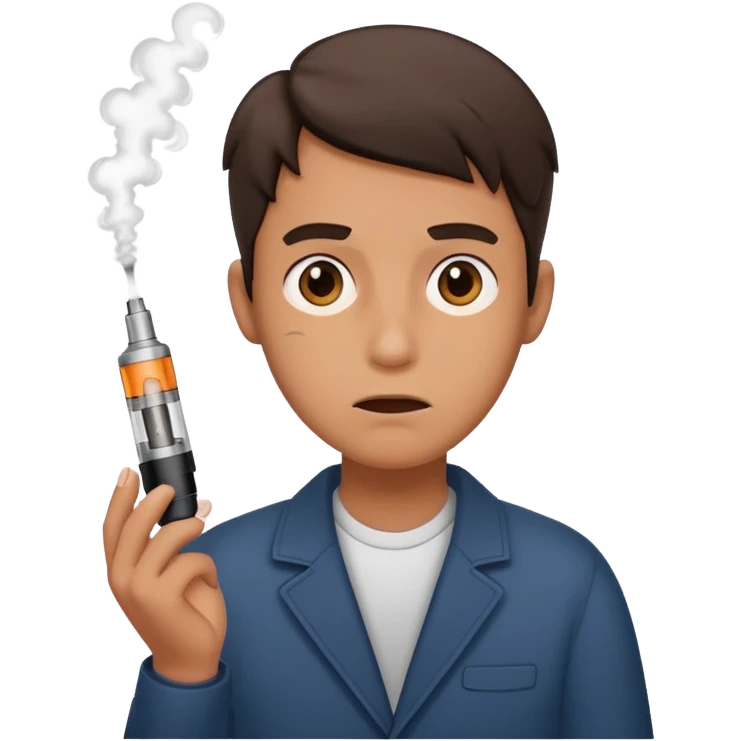 Nervous emoji hitting a vape emoji