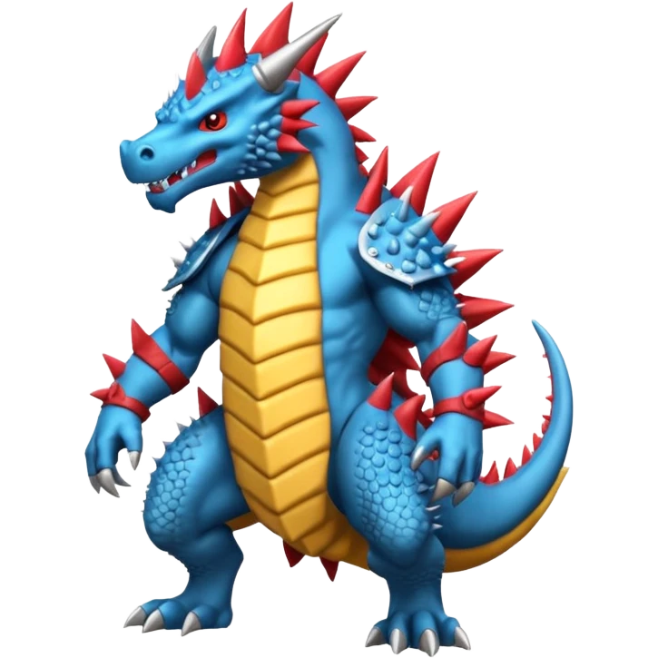 Spiky Armored Draconic Low-Slung Agile Muscular Pokémon-Fakémon-Digimon-Creature, (full body) emoji