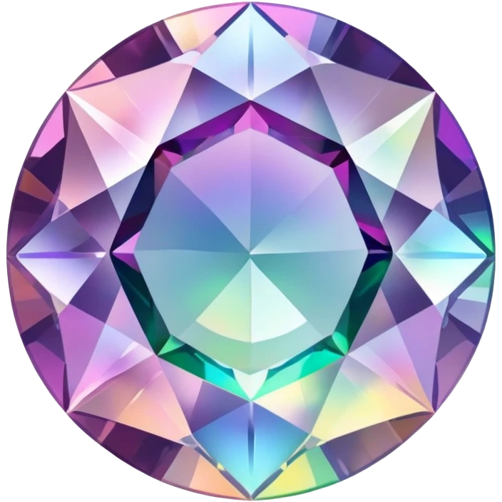 Brilliant round cut mystic quartz crystal with holographic color shifts and faceted edges emoji
