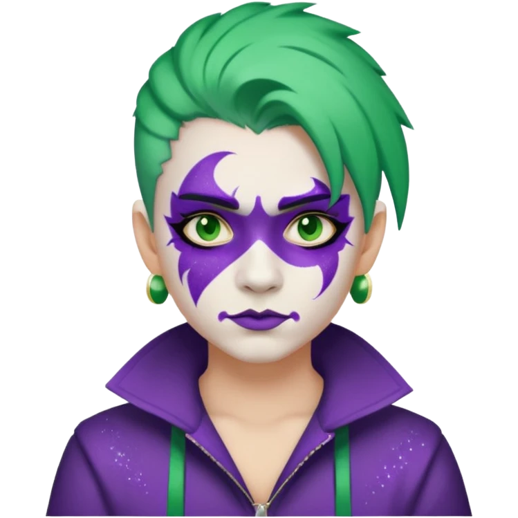 Glitter Purple and White Joker Gangster Green Hair emoji