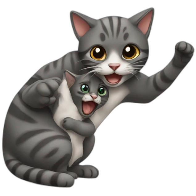 A cat fighting with kitten emoji