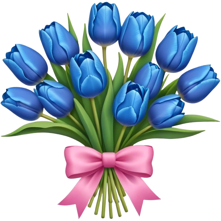 blue tulips bouquet with pink bow  emoji
