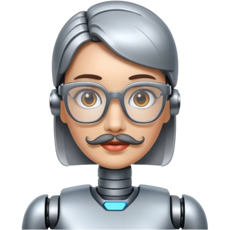 robotic woman with glasses mustache  emoji