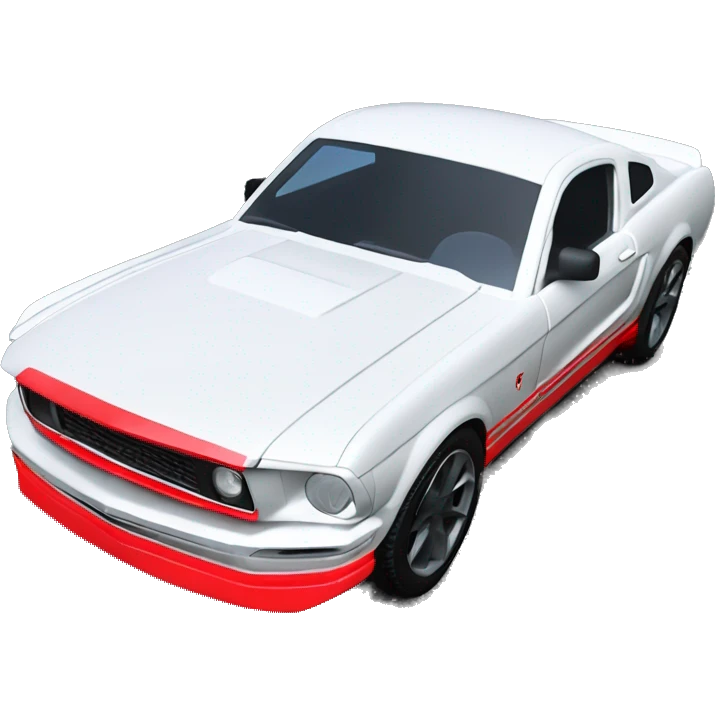 Create a white Mustang GT with black roof, red breaks, Silver rims  emoji