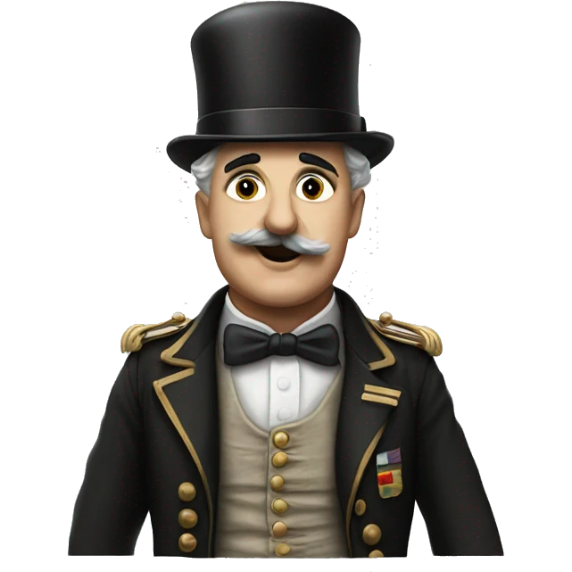 Charlie Chaplin dressed like a german general raisin his hand emoji