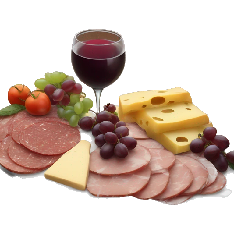 Realistic charcuterie board with wine  emoji