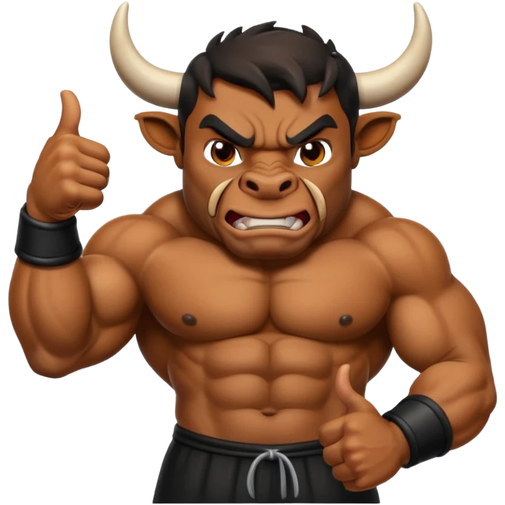 Angry bull emoji showing thumbs up (Like) emoji