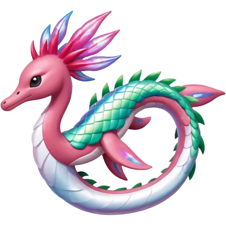 Shiny colorful exotic Mezprit-Milotic-Shaymin-Palkia-Pokémon-fusion, full body emoji