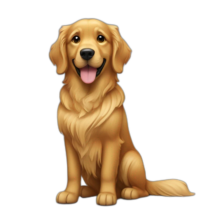 Golden retriever negro con señor alto rubio con pelo rizado emoji
