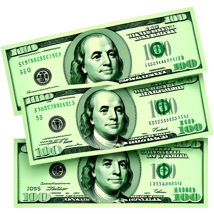 three 100 dollar bills emoji