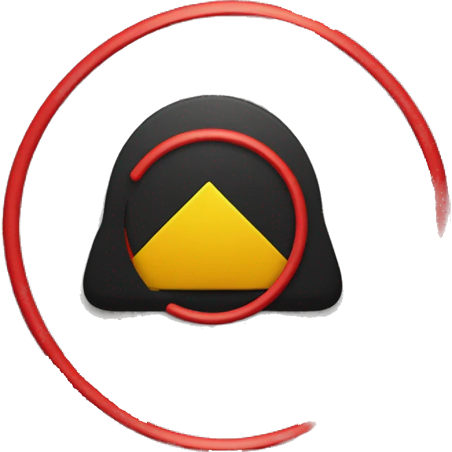 a black and red rectangle with a medium-sized yellow circle in the middle emoji