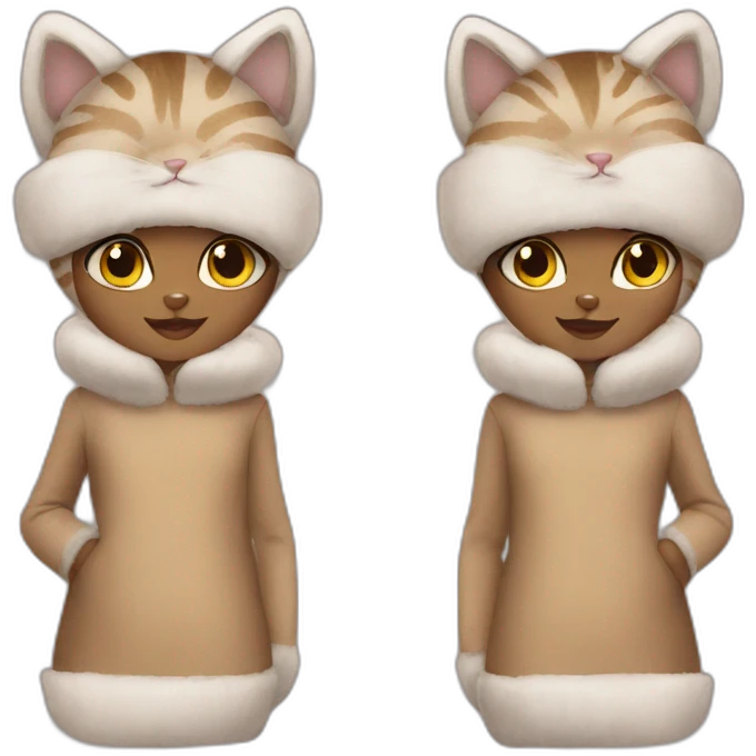 twins in cat costume emoji