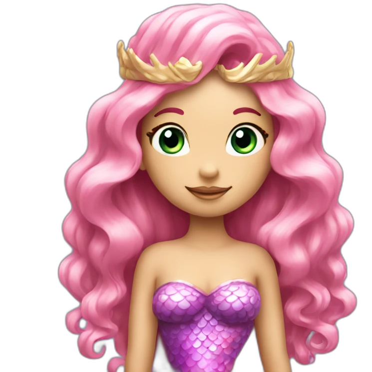 A mermaid with a pink long beautiful tail and long blonde hair with a crown emoji