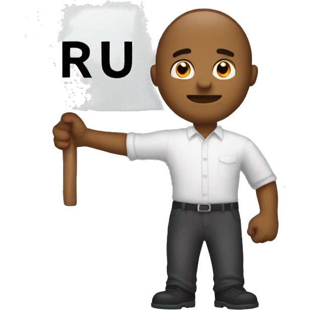 Man holding a sign saying “BRUH” emoji