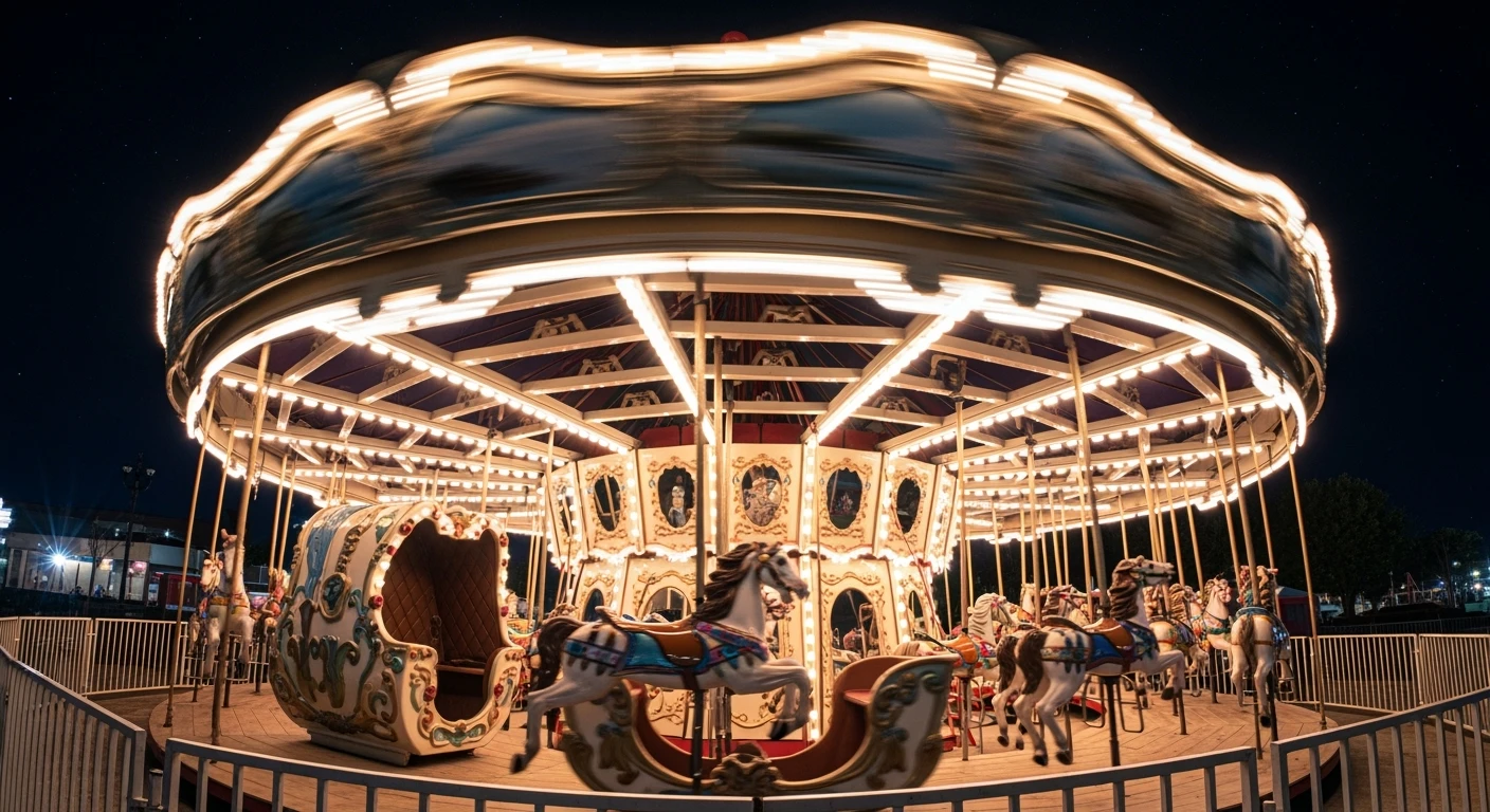 long exposure photo, a moving carousel at night emoji