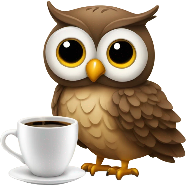 owl drinking hot coffee cozy emoji