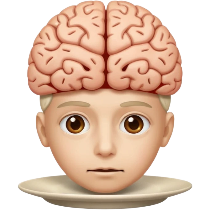 Brain on a plate next to head  emoji