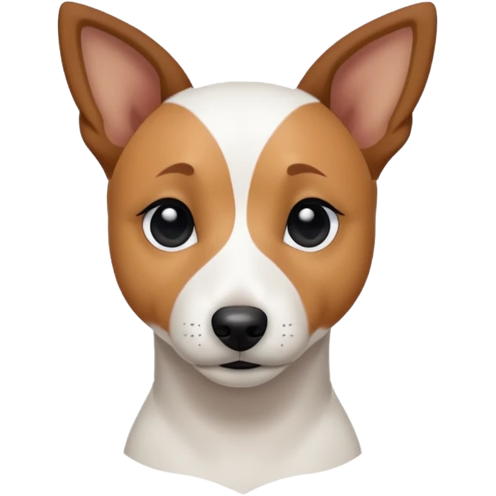 a fully white jack russell the size of a kelpie with a half white face emoji