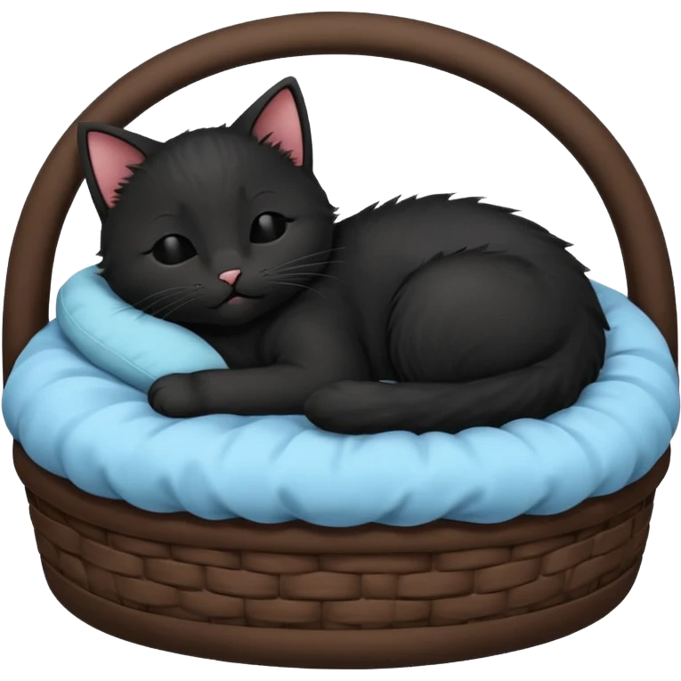 Black kitten sleeping in a bed emoji