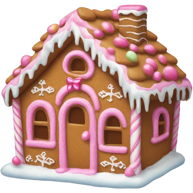 Gingerbread house with a pink bow  emoji