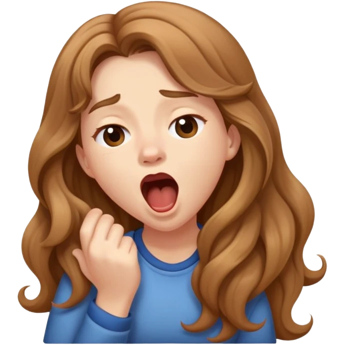 girl ling wavy light brown hair, yawning emoji