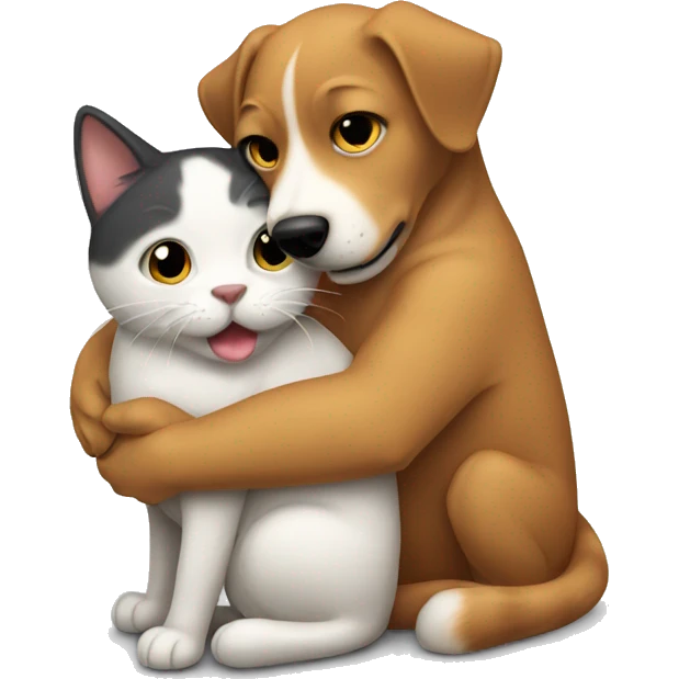 cat and dog hug emoji