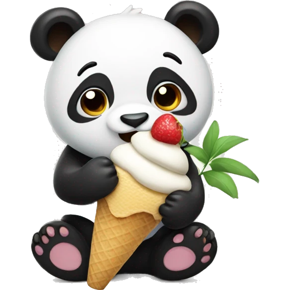 Panda eating ice cream emoji