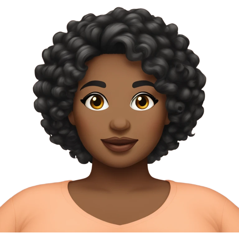 plus size lush peach skin curly black hair emoji