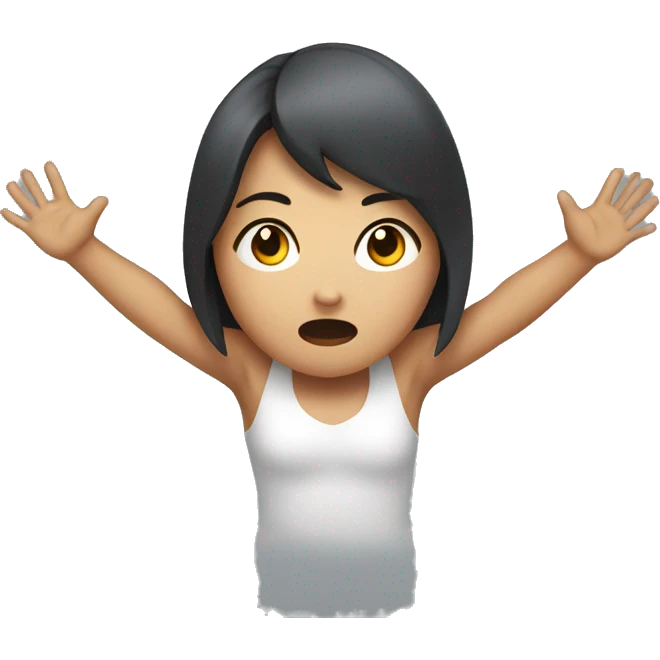 scared asian girl with her arms up emoji
