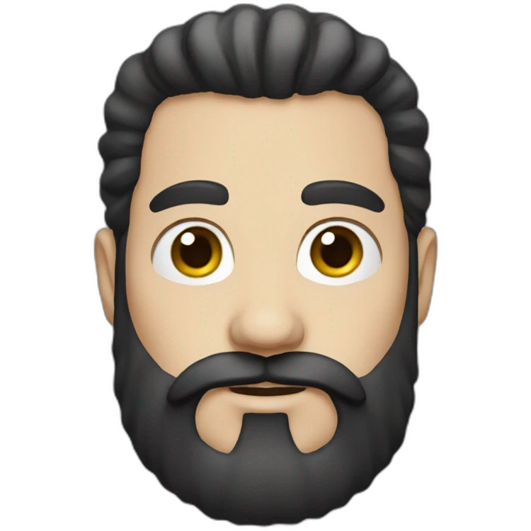 Man, white skin, black hair, long beard emoji