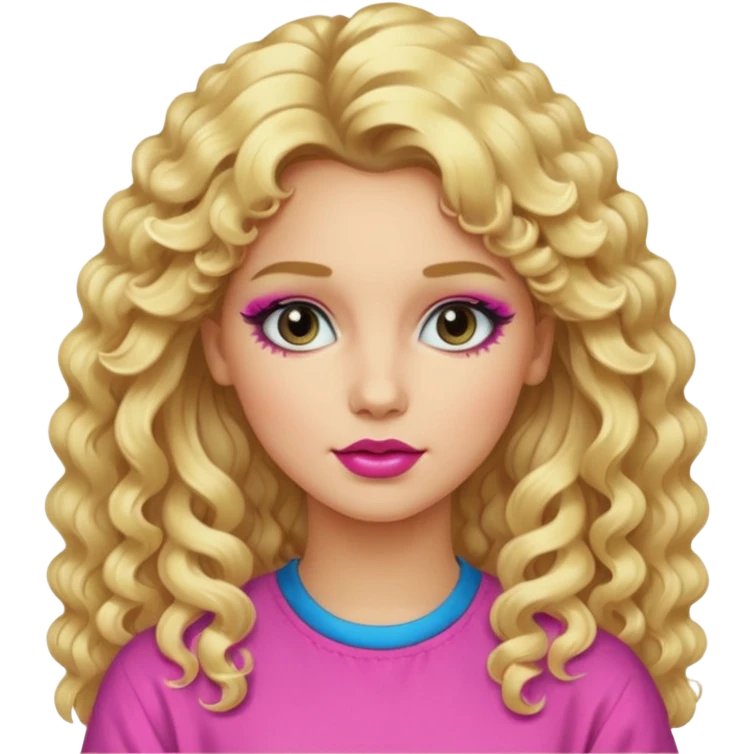 80s girl, long blonde permed hair, 80s clothing, 80s makeup  emoji