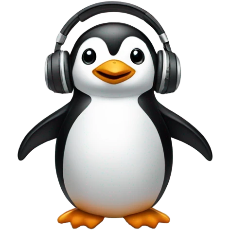 Penguin with headphones in emoji