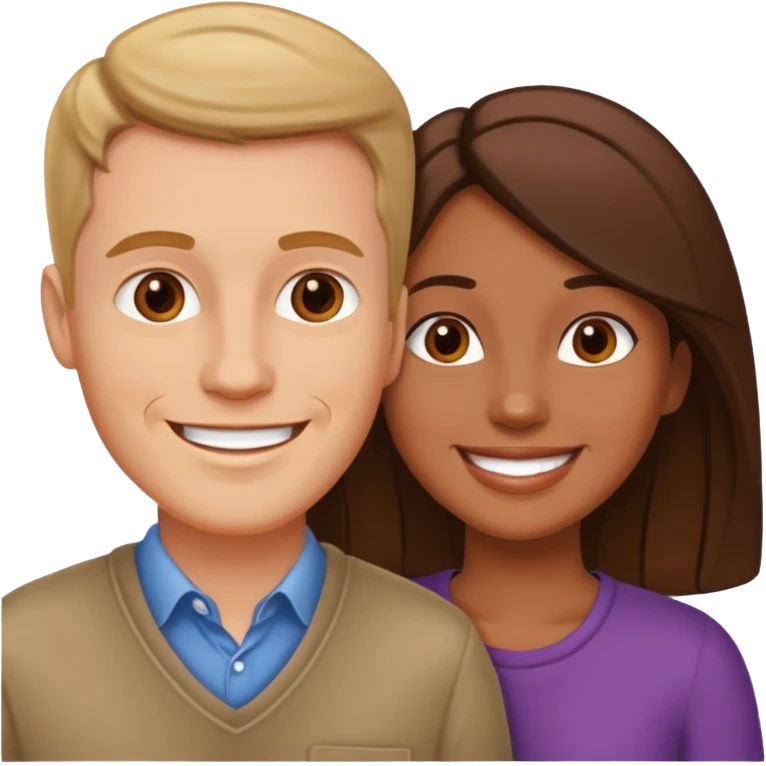 Pareja romántica el hombre blanco y la mujer morena emoji