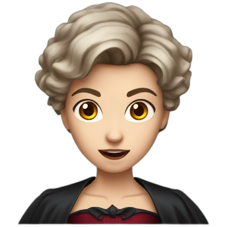 female vampire surprised, she with very short brown hair and with claws emoji