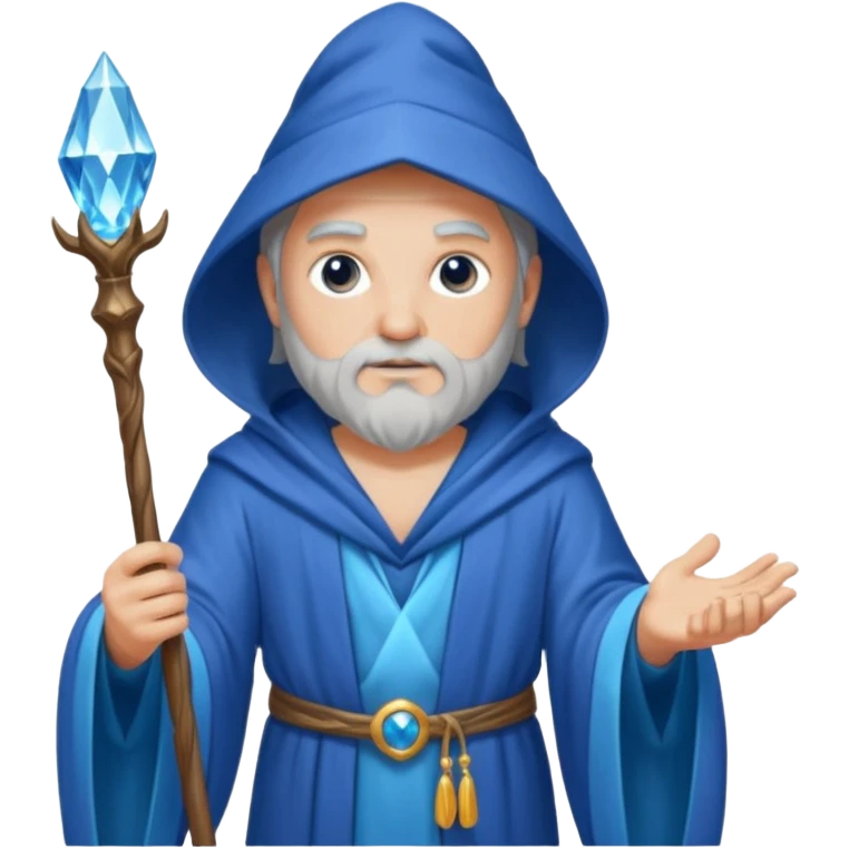 Wizard in blue robe with crystal-topped staff emoji