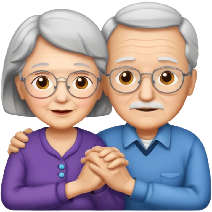 Grandma and grandfather hold each other's hands emoji