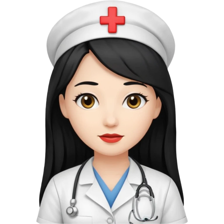 Nurse with black long hair emoji